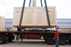 Wooden export crate prepared for international shipping